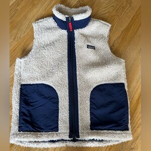 Patagonia Kids Fleece Vest size 10 Ivory with Navy trim